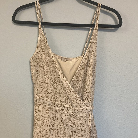 All Saints Women Size 4 Dayla Speckled Black White True Wrap Midi Dress Ruffles - Picture 5 of 16